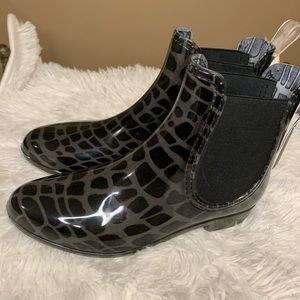Henry Ferrera Blk Croc Ankle Rain Boot Size 7